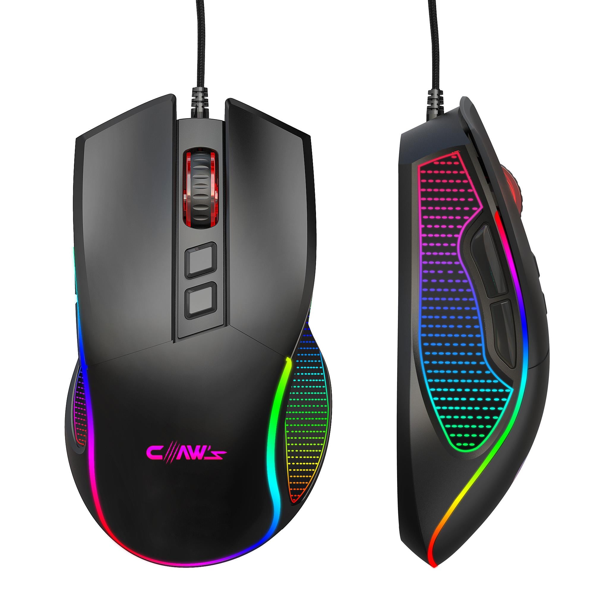 Crossfire V1 12800 Dpi Full Wide RGB Özel ABS Doku & Claw's Reflex Örgü Kablolu Gaming Mouse - Siyah