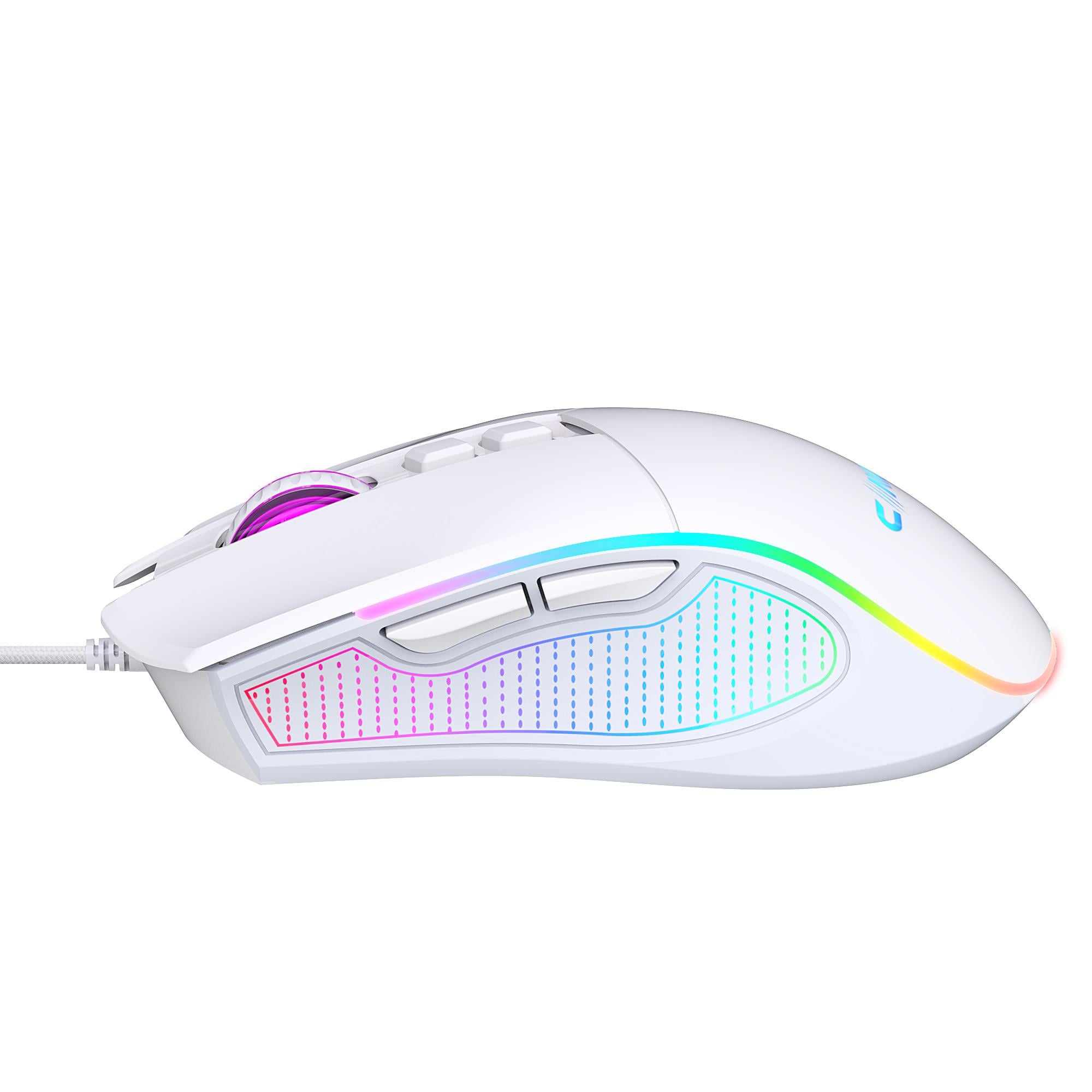 Crossfire V1 12800 Dpi Full Wide RGB Özel ABS Doku & Claw's Reflex Örgü Kablolu Gaming Mouse - Beyaz