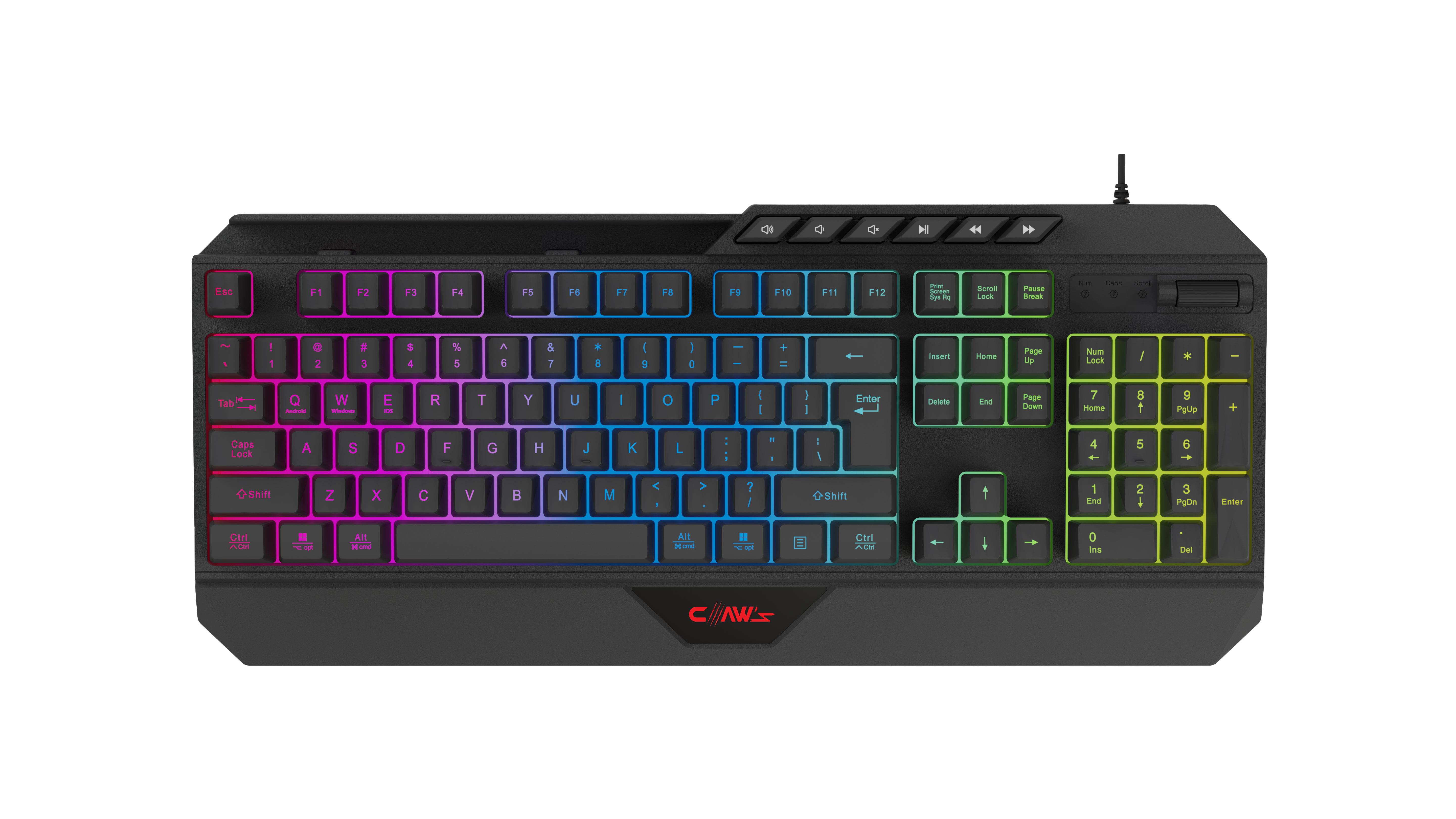 Nexus K1 RGB Full Membran 104 Tuşlu Ekstra Multimedya / Rollover Ses Kontrol Mekanizmalı & Claw's Reflex Örgü Kablolu