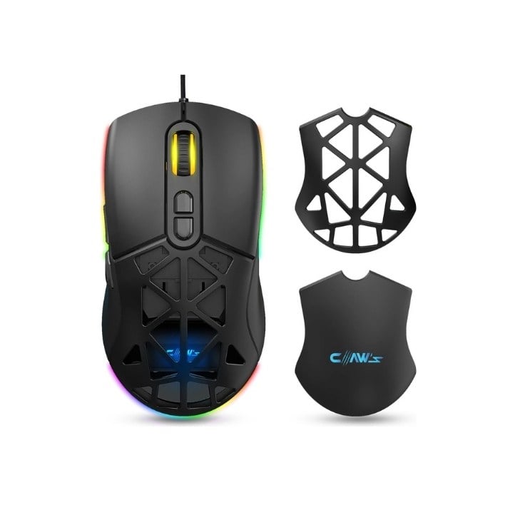 Nexus X1 12800 Dpi Wide RGB Özel ABS Doku, Claw's Reflex Örgü Kablolu & Değiştirilebilir Kapaklı Gaming Mouse - Siyah