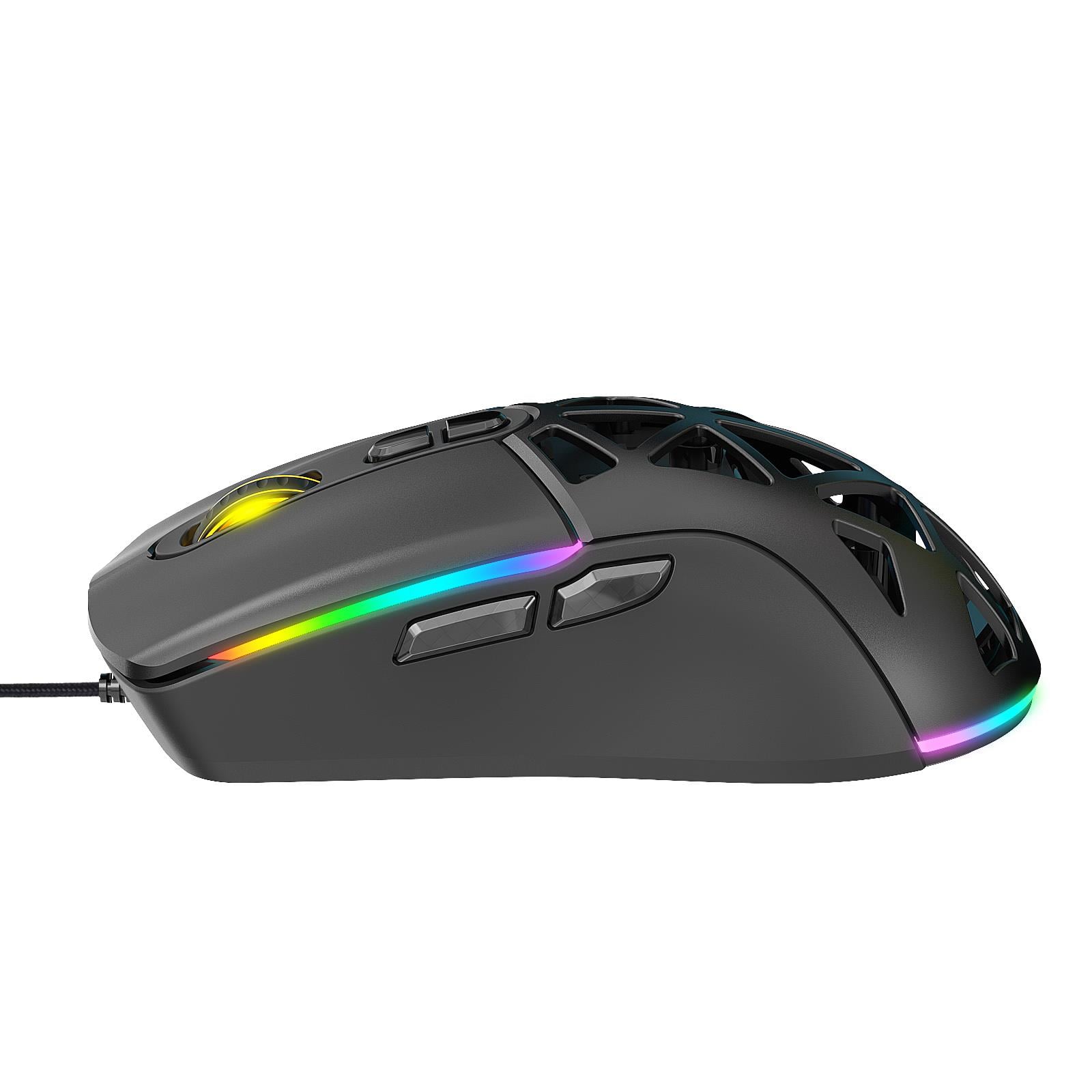 Nexus X1 12800 Dpi Wide RGB Özel ABS Doku, Claw's Reflex Örgü Kablolu & Değiştirilebilir Kapaklı Gaming Mouse - Siyah