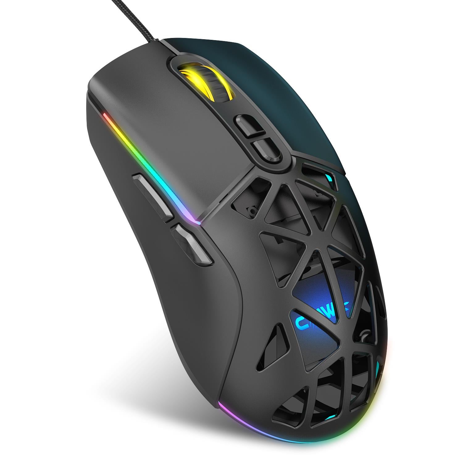 Nexus X1 12800 Dpi Wide RGB Özel ABS Doku, Claw's Reflex Örgü Kablolu & Değiştirilebilir Kapaklı Gaming Mouse - Siyah