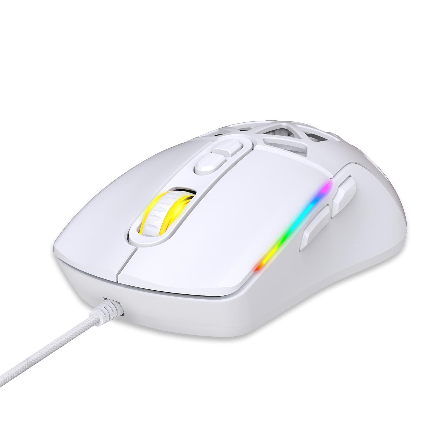 Nexus X1 12800 Dpi Wide RGB Özel ABS Doku, Claw's Reflex Örgü Kablolu & Değiştirilebilir Kapaklı Gaming Mouse - Beyaz