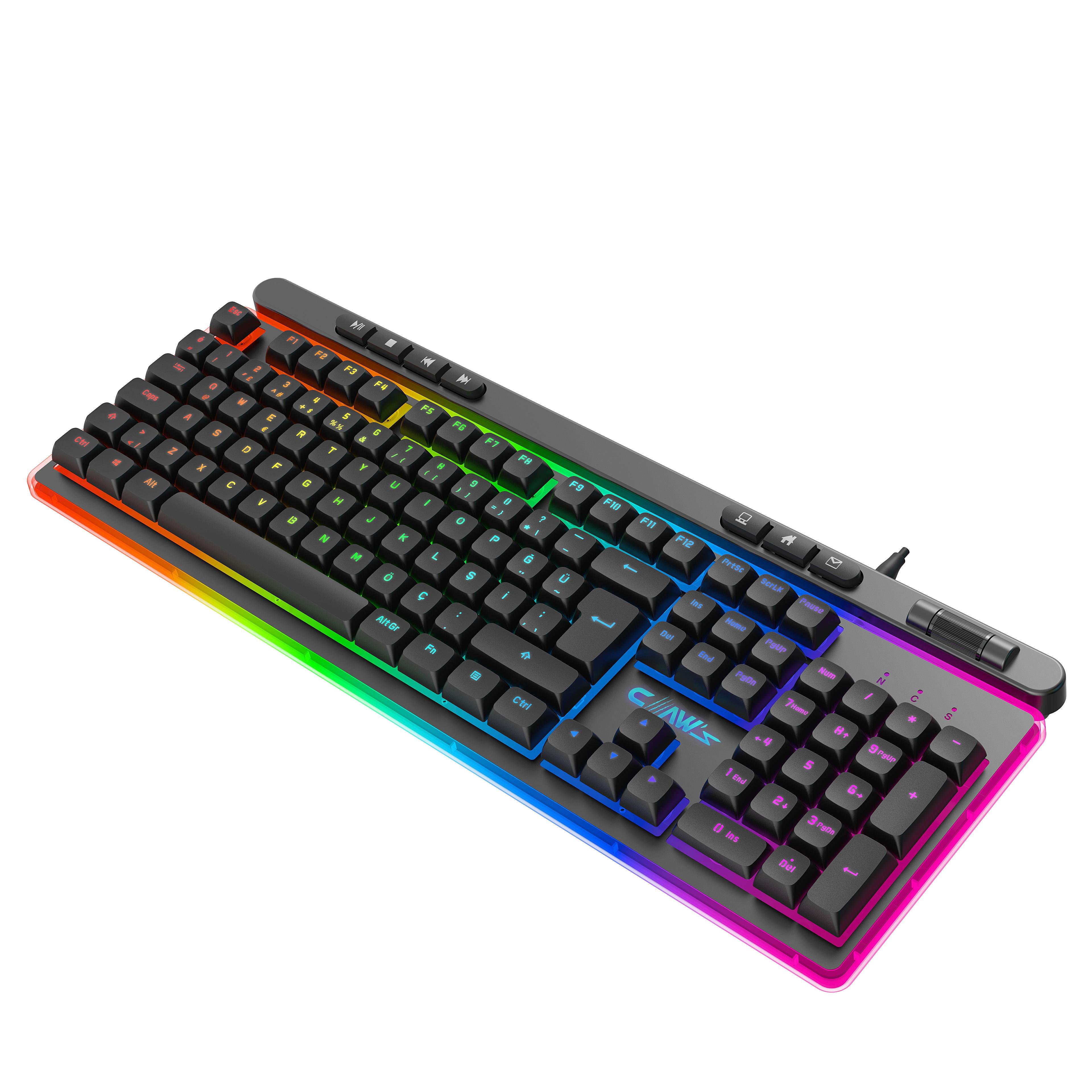 Nova K1 360° Özelleştirilebilir Rgb & Yazılımlı Full Membran 104+7 Tuşlu Ekstra Multimedya / Rollover Ses Kontrol Mekanizmalı