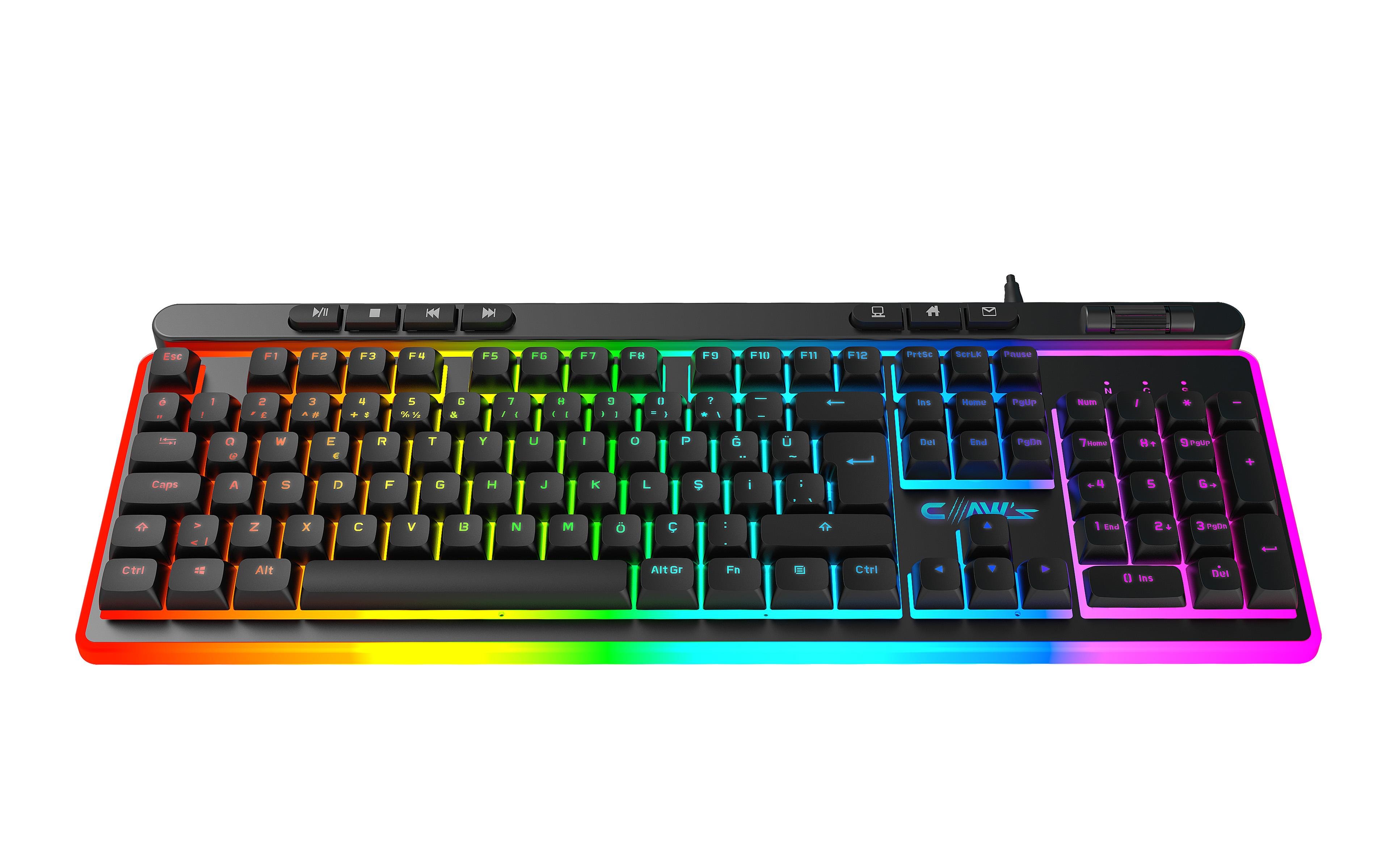 Nova K1 360° Özelleştirilebilir Rgb & Yazılımlı Full Membran 104+7 Tuşlu Ekstra Multimedya / Rollover Ses Kontrol Mekanizmalı