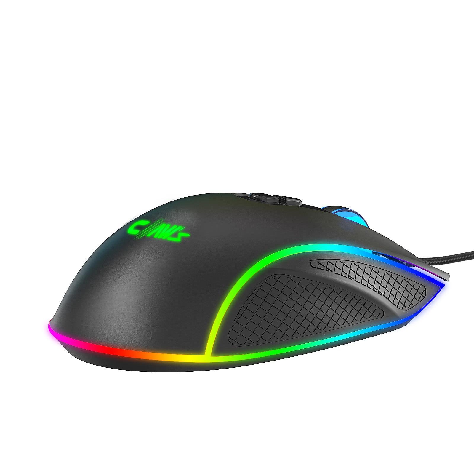 Nova V1 12800 Dpi Wide RGB Özel ABS Doku & Claw's Reflex Örgü Kablolu Ekstra Fire Butonlu Gaming Mouse - Siyah