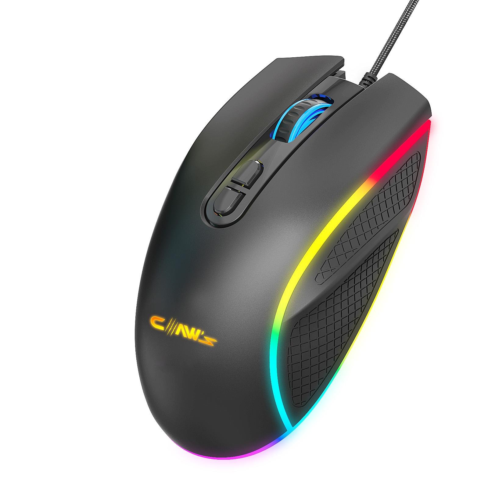 Nova V1 12800 Dpi Wide RGB Özel ABS Doku & Claw's Reflex Örgü Kablolu Ekstra Fire Butonlu Gaming Mouse - Siyah
