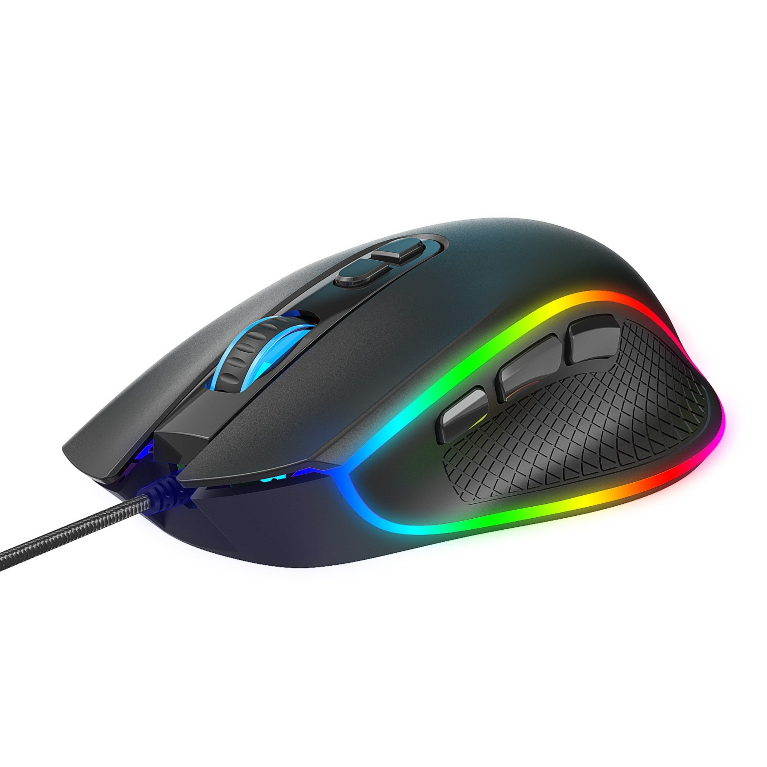 Nova V1 12800 Dpi Wide RGB Özel ABS Doku & Claw's Reflex Örgü Kablolu Ekstra Fire Butonlu Gaming Mouse - Siyah