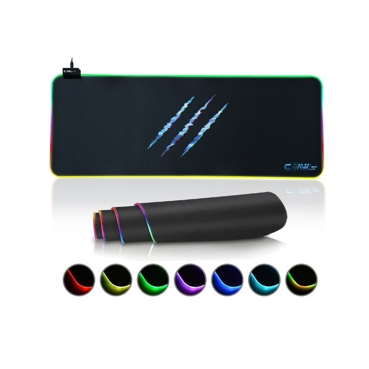 Raptor XXL 90X40CM Mikrofiber Yüzey Kaydırmaz Kauçuk Zemin 360 Rgb Dikişli XXL Mousepad - Siyah 
