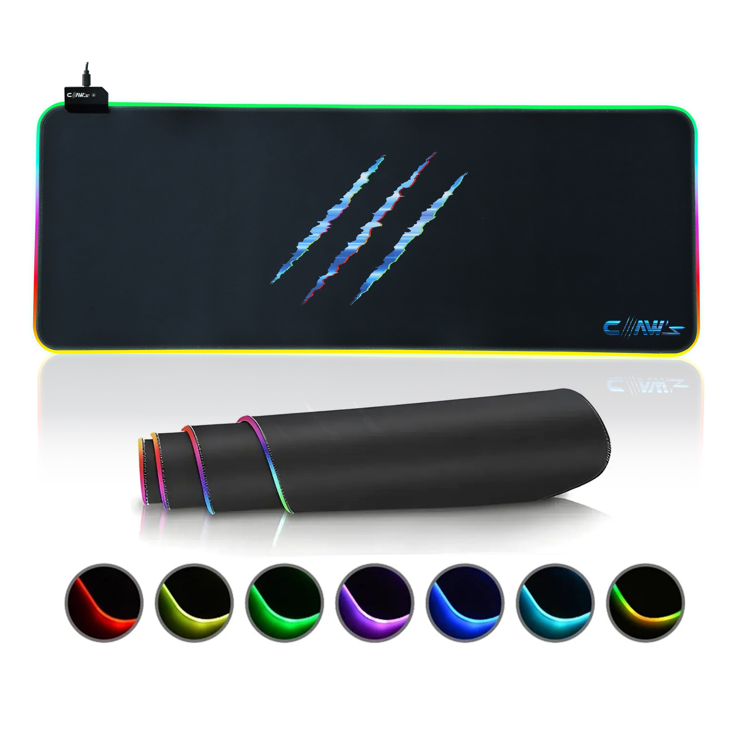 Raptor XXL 90X40CM Mikrofiber Yüzey Kaydırmaz Kauçuk Zemin 360 Rgb Dikişli XXL Mousepad - Siyah 