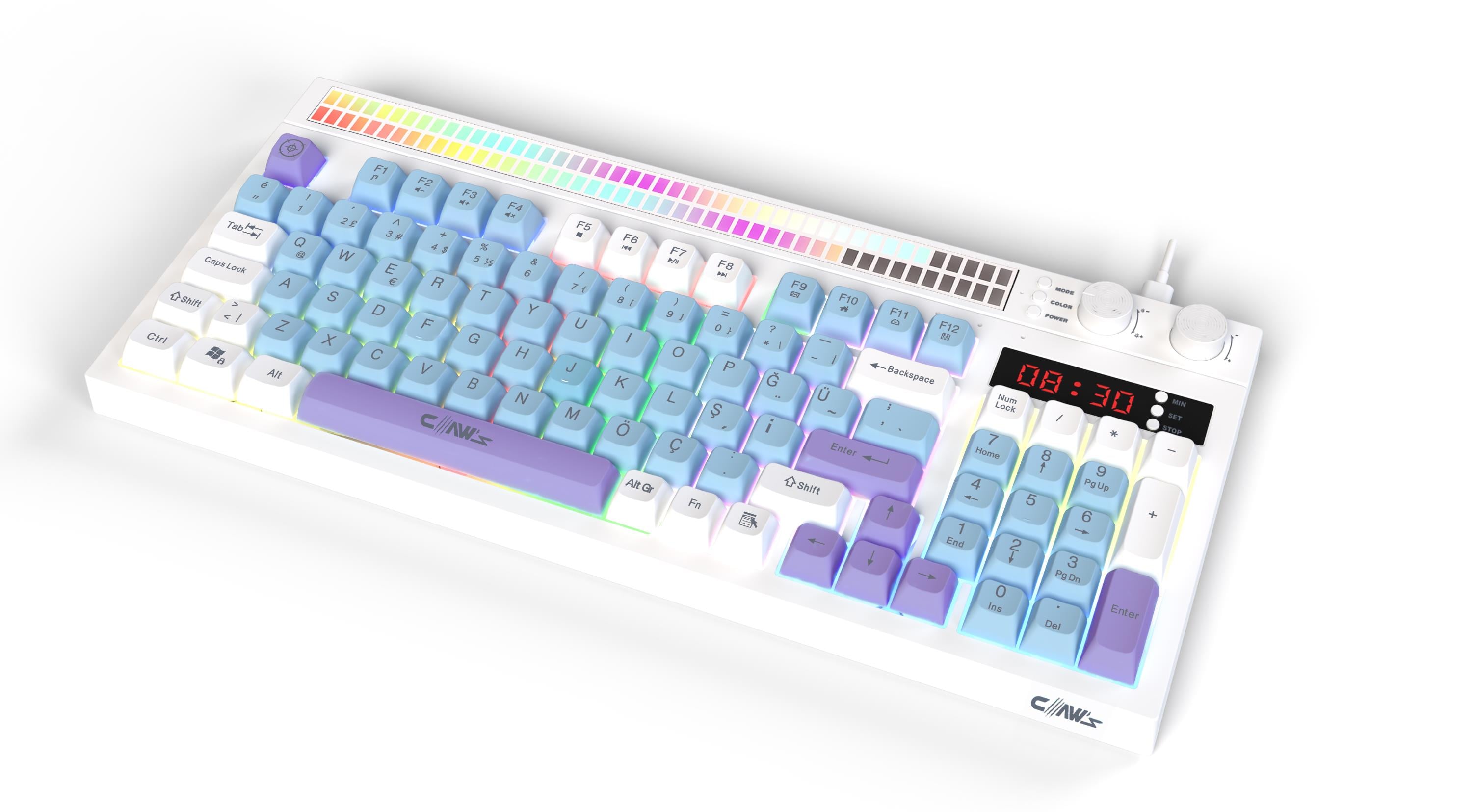 Spectrum K1 Fonksiyonel Çift LCD Ekran & Çift Rgb - Ses Kontrolcülü Membran 94 Tuşlu Spectrum Rgb Modlu Gaming Klavye