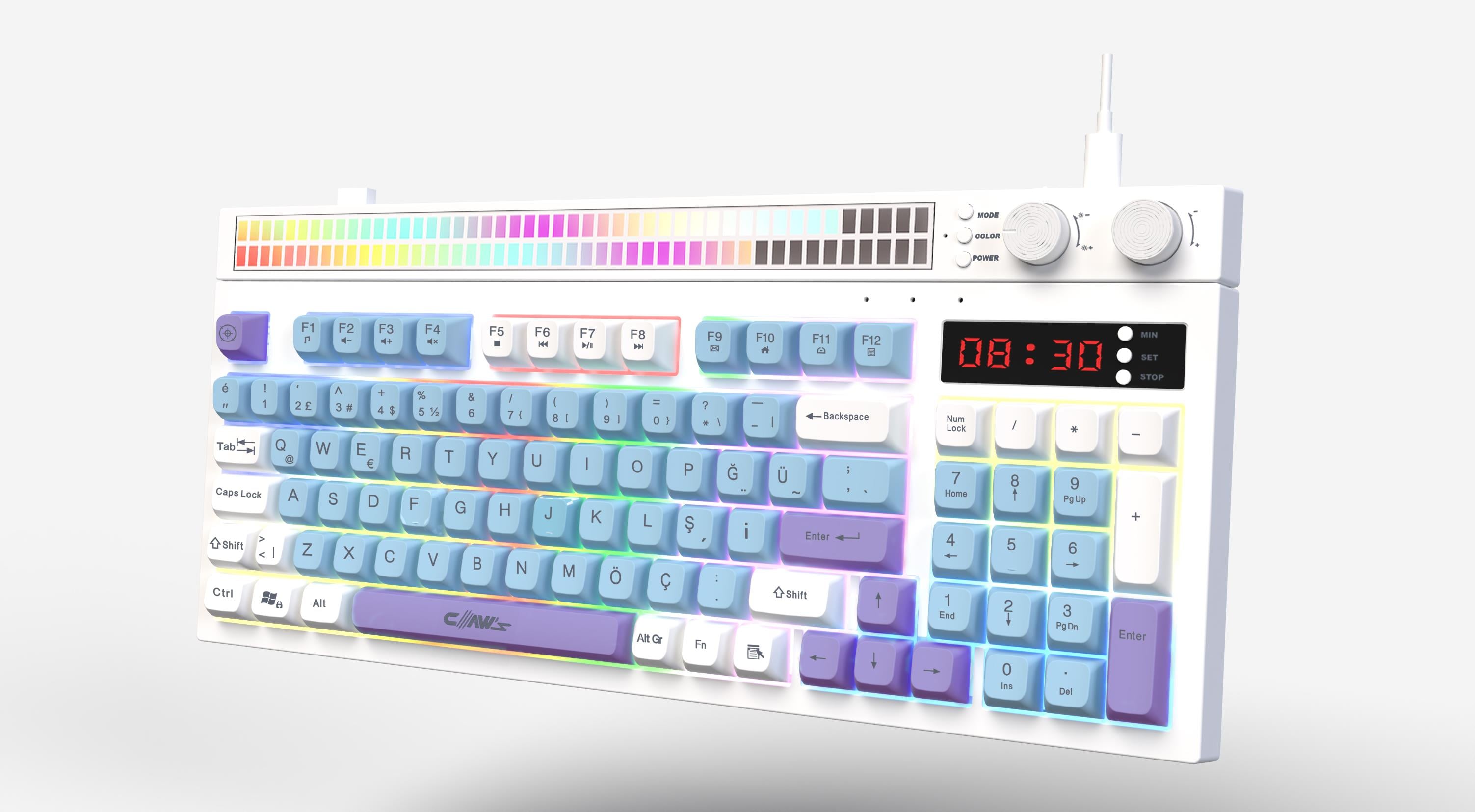 Spectrum K1 Fonksiyonel Çift LCD Ekran & Çift Rgb - Ses Kontrolcülü Membran 94 Tuşlu Spectrum Rgb Modlu Gaming Klavye