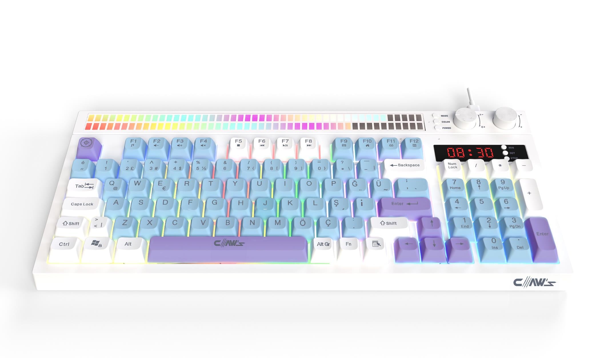 Spectrum K1 Fonksiyonel Çift LCD Ekran & Çift Rgb - Ses Kontrolcülü Membran 94 Tuşlu Spectrum Rgb Modlu Gaming Klavye