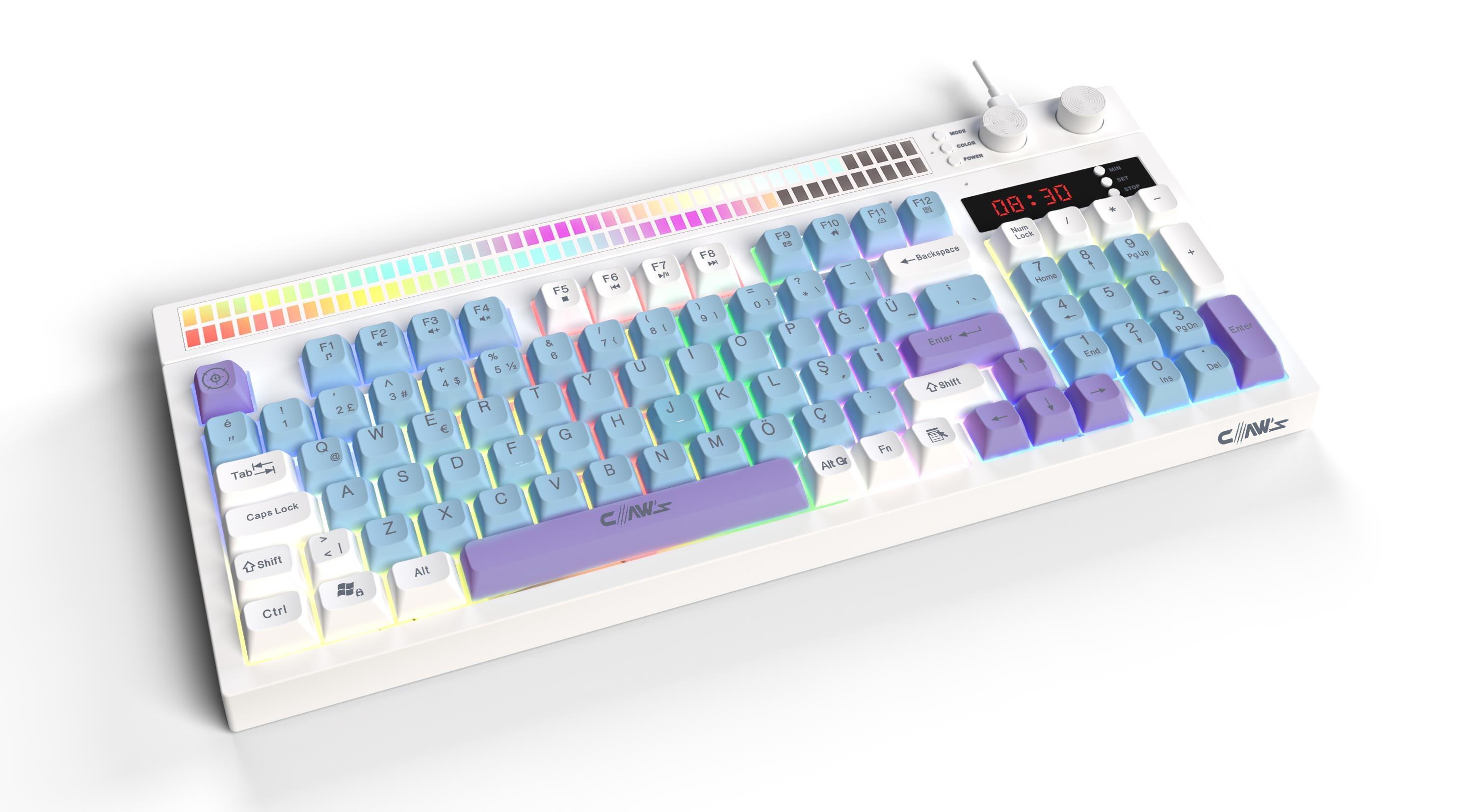 Spectrum K1 Fonksiyonel Çift LCD Ekran & Çift Rgb - Ses Kontrolcülü Membran 94 Tuşlu Spectrum Rgb Modlu Gaming Klavye
