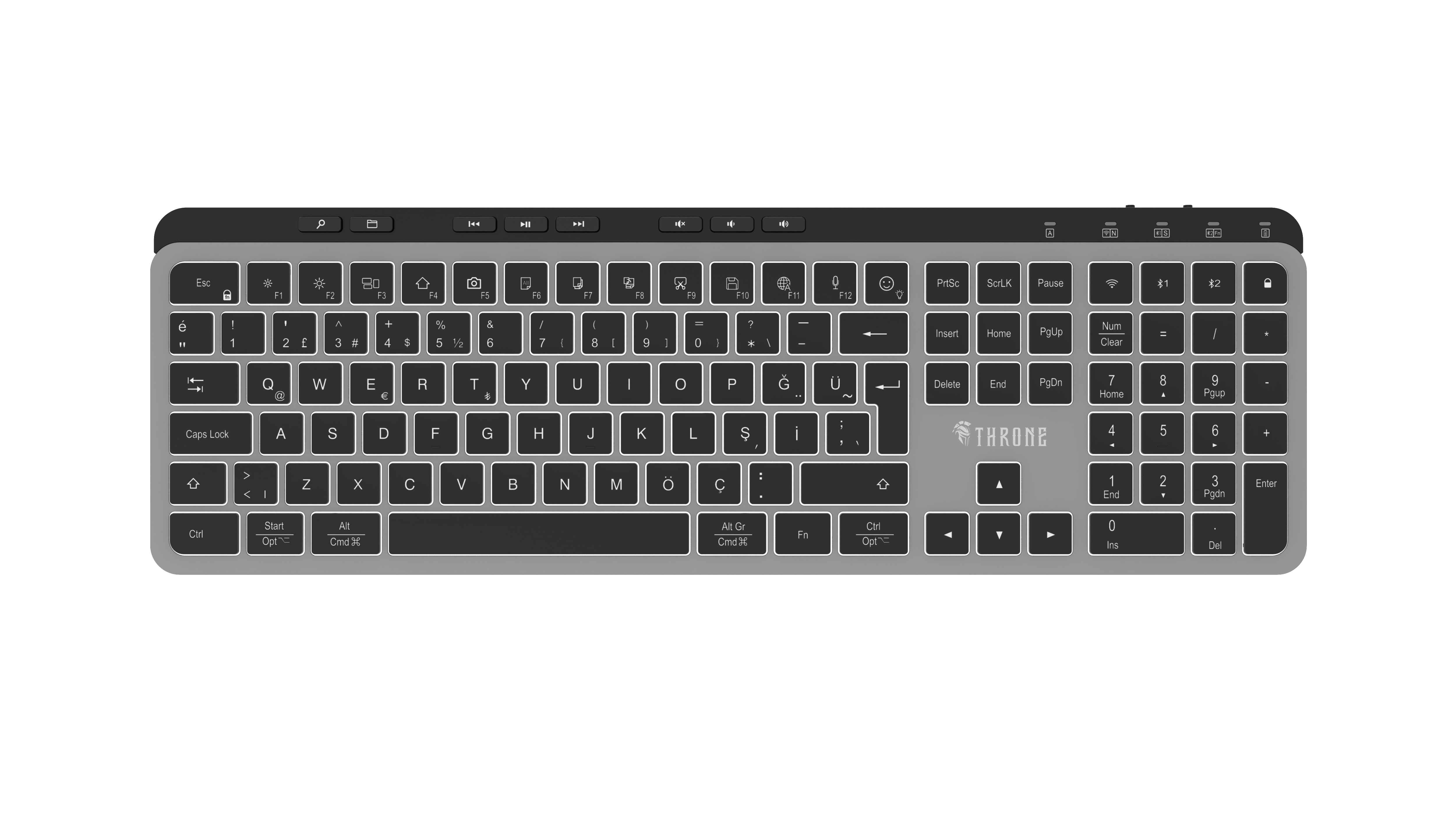 THRONE Elite K1 Pro Tuş Aydınlatmalı & Sessiz 118 Windows & MacOs Ofis Klavyesi (2.4ghz + Çift BT)