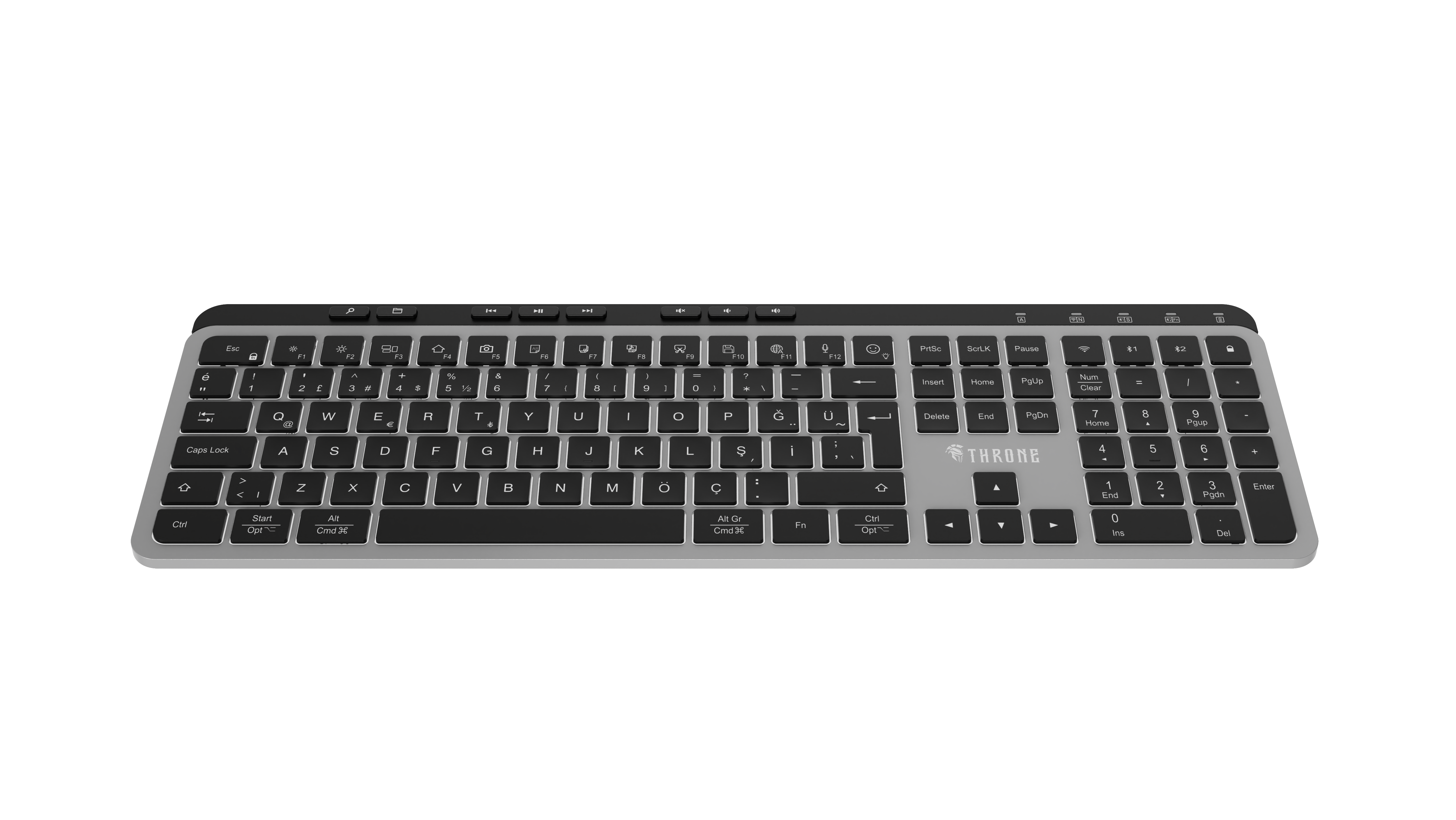 THRONE Elite K1 Pro Tuş Aydınlatmalı & Sessiz 118 Windows & MacOs Ofis Klavyesi (2.4ghz + Çift BT)