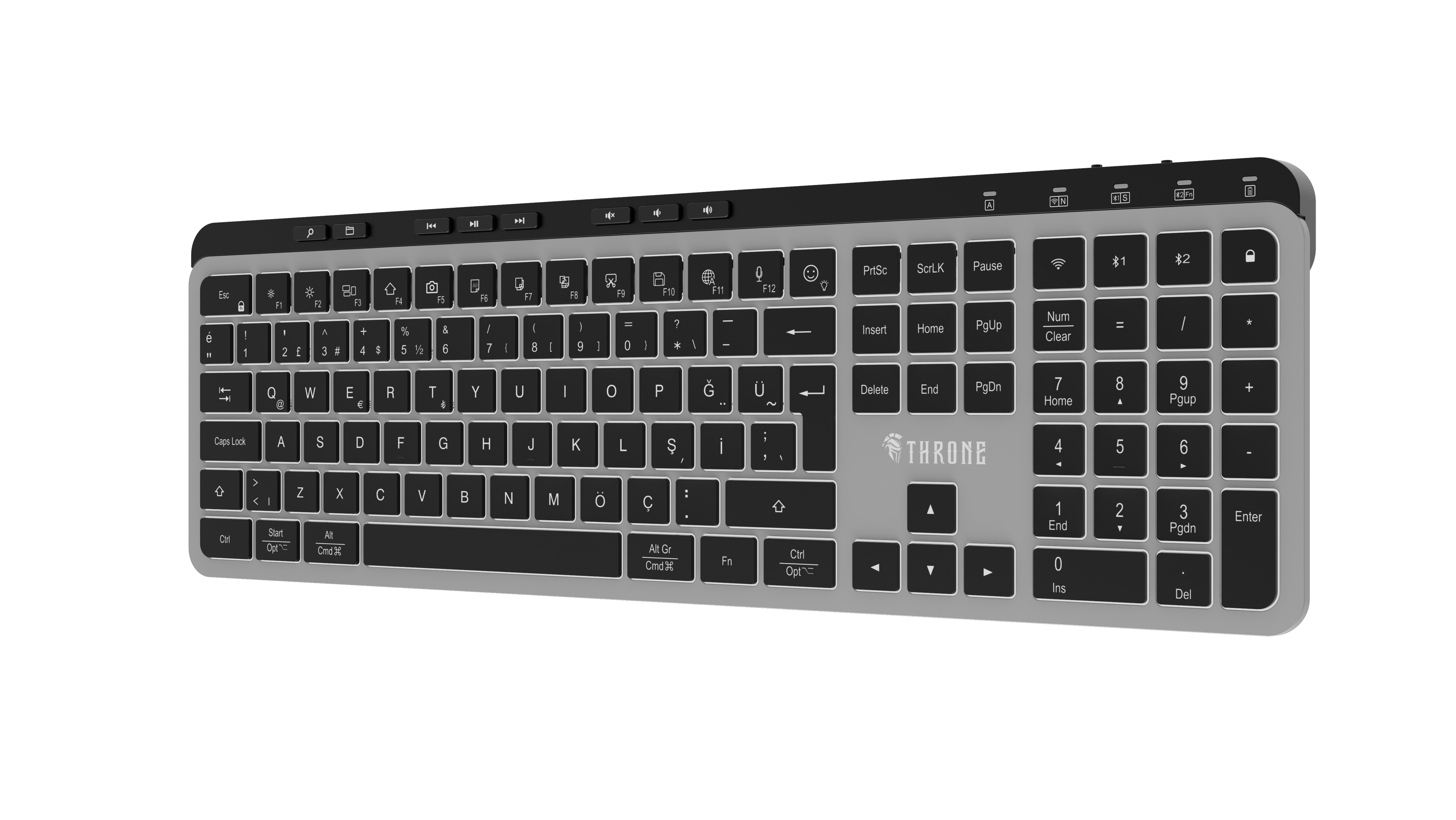 THRONE Elite K1 Pro Tuş Aydınlatmalı & Sessiz 118 Windows & MacOs Ofis Klavyesi (2.4ghz + Çift BT)