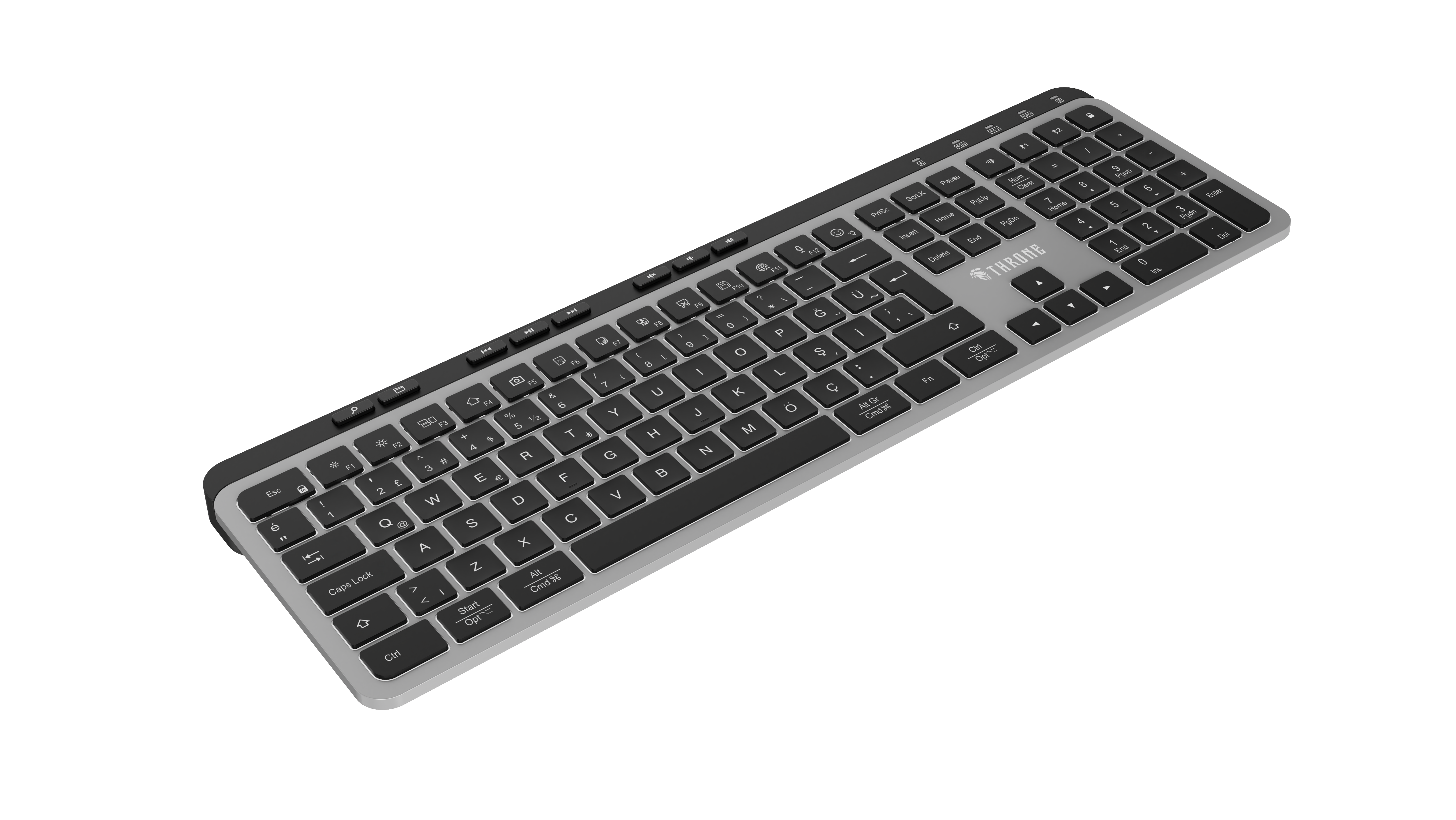 THRONE Elite K1 Pro Tuş Aydınlatmalı & Sessiz 118 Windows & MacOs Ofis Klavyesi (2.4ghz + Çift BT)
