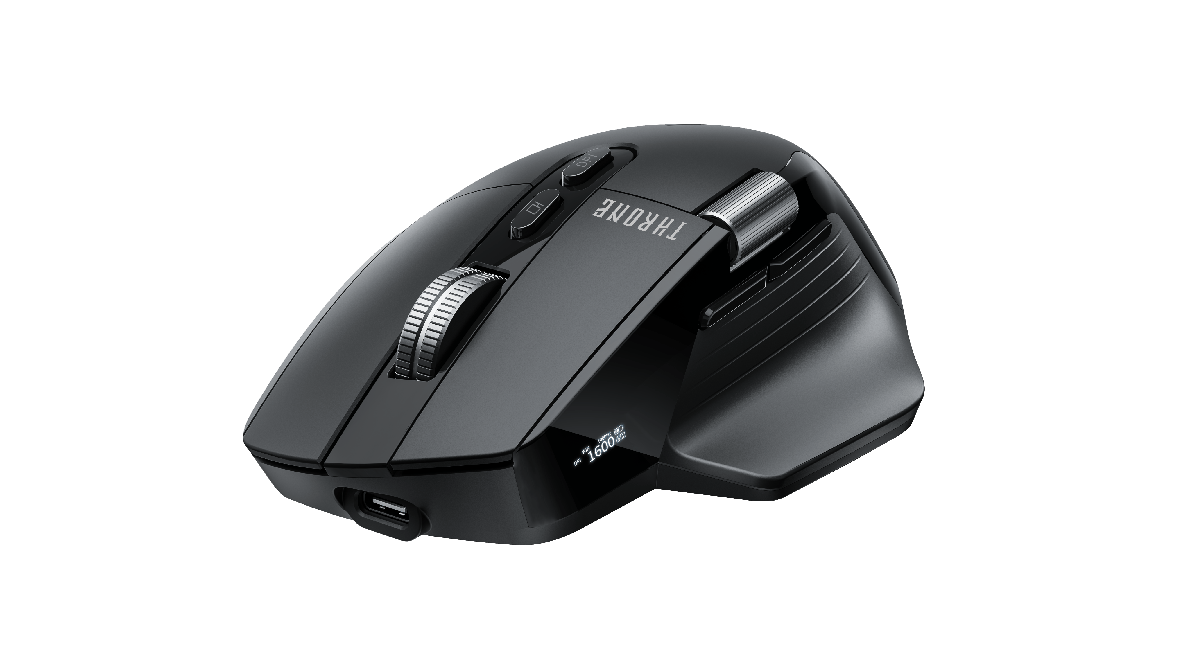 Throne Elite M1 OLED Ekranlı Kablosuz Oyuncu ve Ofis Mouse - 7 Butonlu, Tri-Mode Bağlantı (2.4GHz + Bluetooth + Type-C Kablolu), Şarj Edilebilir Makro Yazılım Destekli Premium Mouse