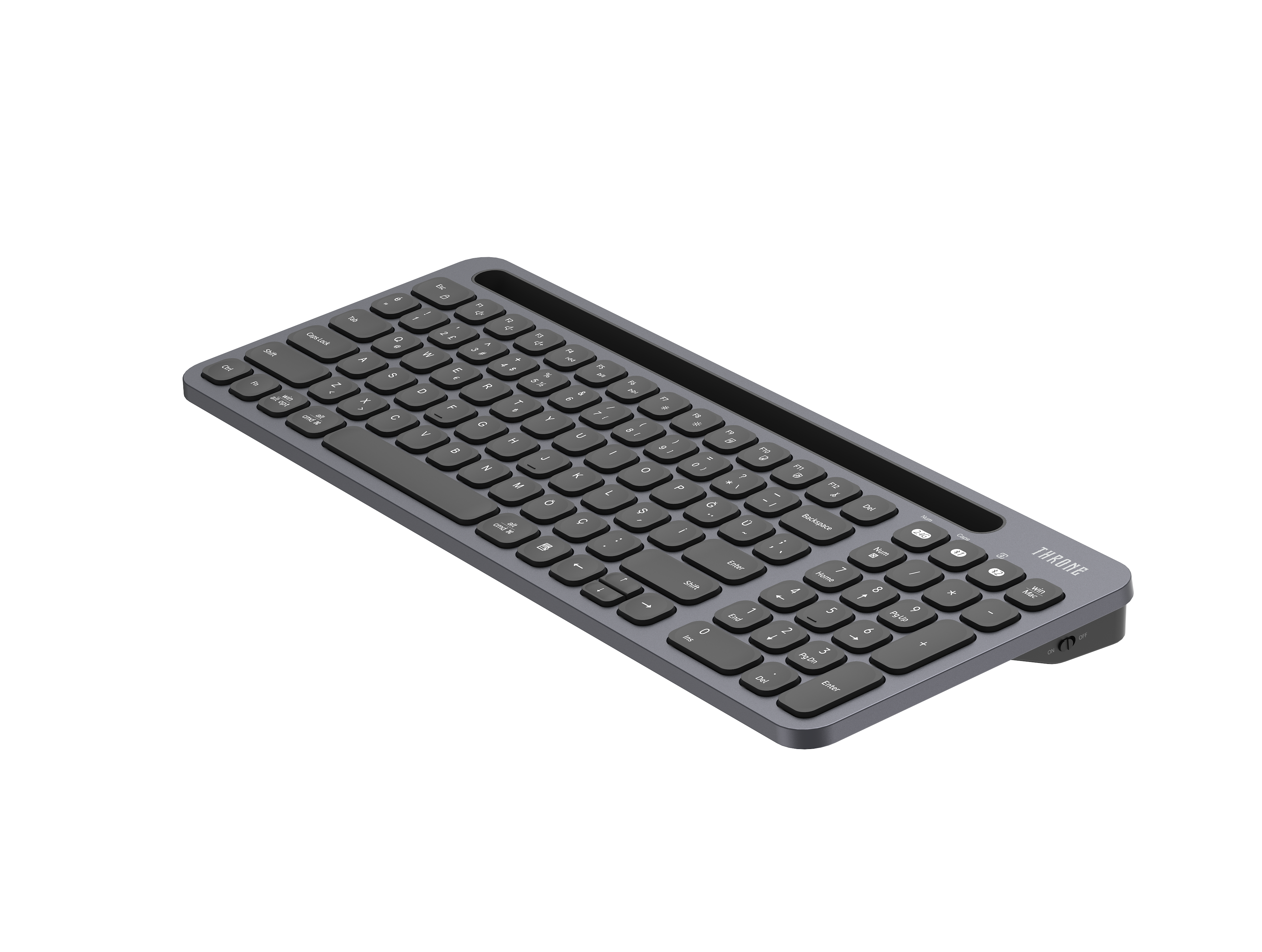Throne Elite Nuvia Makas Anahtarlı (Scissor) Kablosuz Klavye - Tri-Device Çoklu Cihaz Destekli, Dual-Mode (2.4GHz + Çift Bluetooth), Windows ve Mac Uyumlu Sessiz Alçak Profilli Ofis Klavyesi   