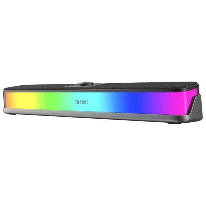 Throne Harmony RGB Işıklı Kablosuz Soundbar Hoparlör - Bluetooth 5.4, 3 Farklı EQ Modu (Oyun/Müzik/Sinema), 14W Stereo Ses Gücü, TWS Destekli, Şarj Edilebilir Type-C Masaüstü Soundbar - Siyah   