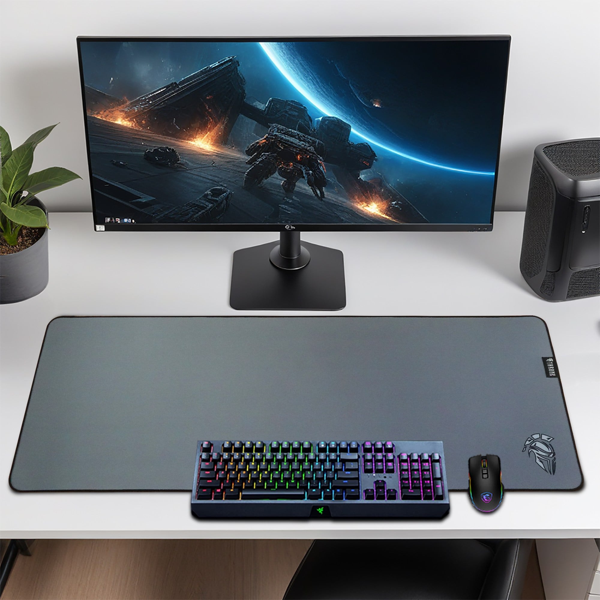 THRONE Moon Gray 80X30CM Hybrid Kumaş - 4mm Kalınlık - XL Premium E-Sport Gaming Mousepad