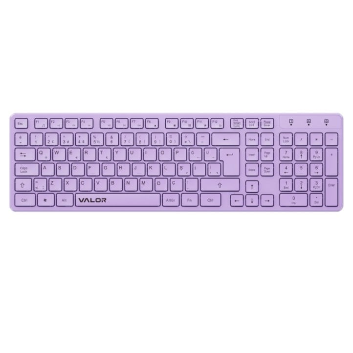 Valor Syncro Go Tam Boy Kablosuz Klavye - 106 Tuşlu Türkçe Tasarım, UV Kaplama Aşınmaz Tuşlar, 12 Multimedya Kısayol Fonksiyonlu USB-A Alıcılı Güçlü Gövde Ofis Klavyesi - K801