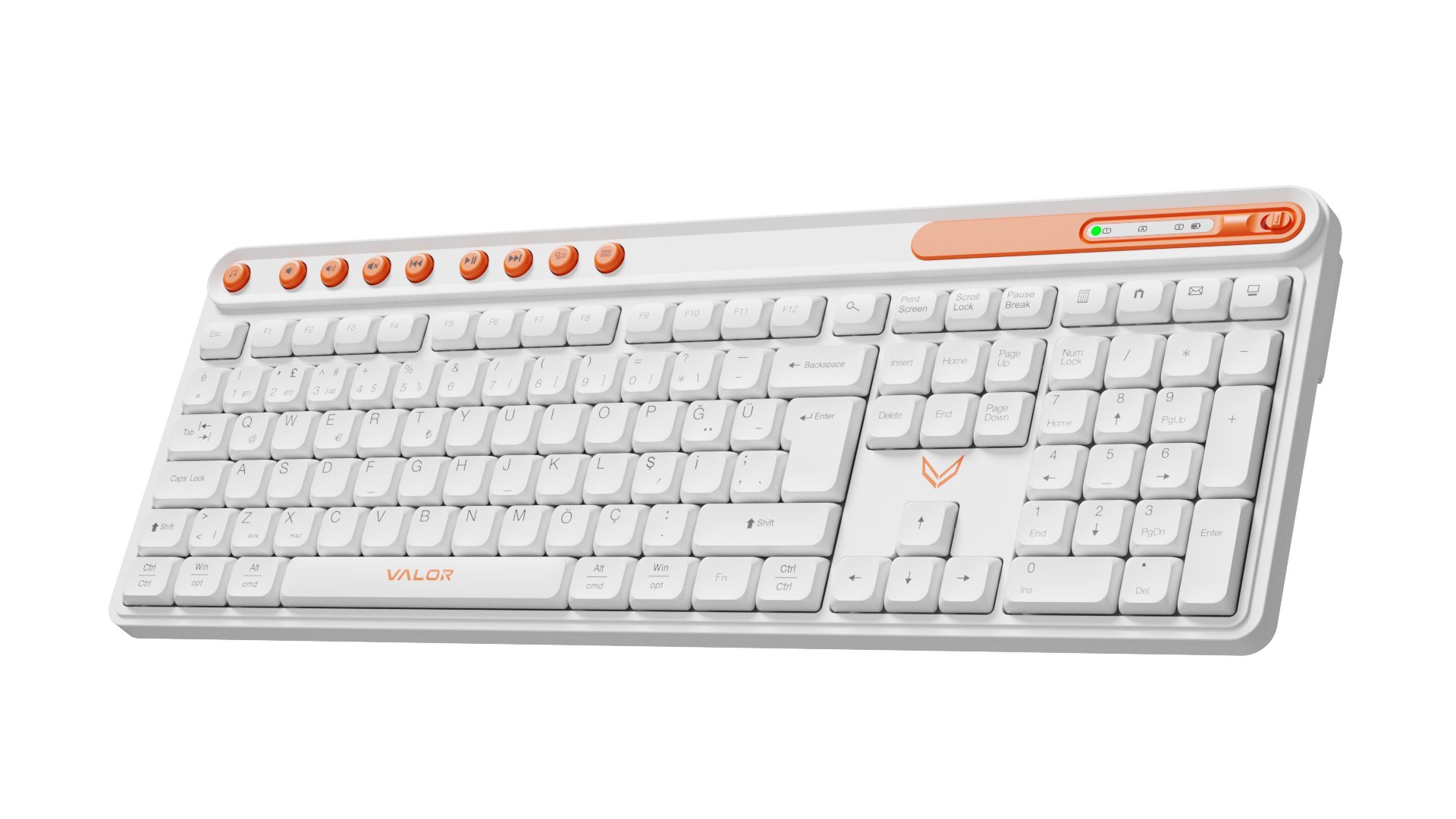 Valor Syncro Softex Tri-Mode Kablosuz Ofis Klavyesi - 3 Bölgeli Tam Boy Standart Düzen, 2.4GHz + Çift Bluetooth Kanallı, 8 Milyon Tıklama Ömürlü Sıvı Silikon Tuş Yapısı, Çoklu Cihaz Destekli Windows ve Mac Uyumlu Klavye