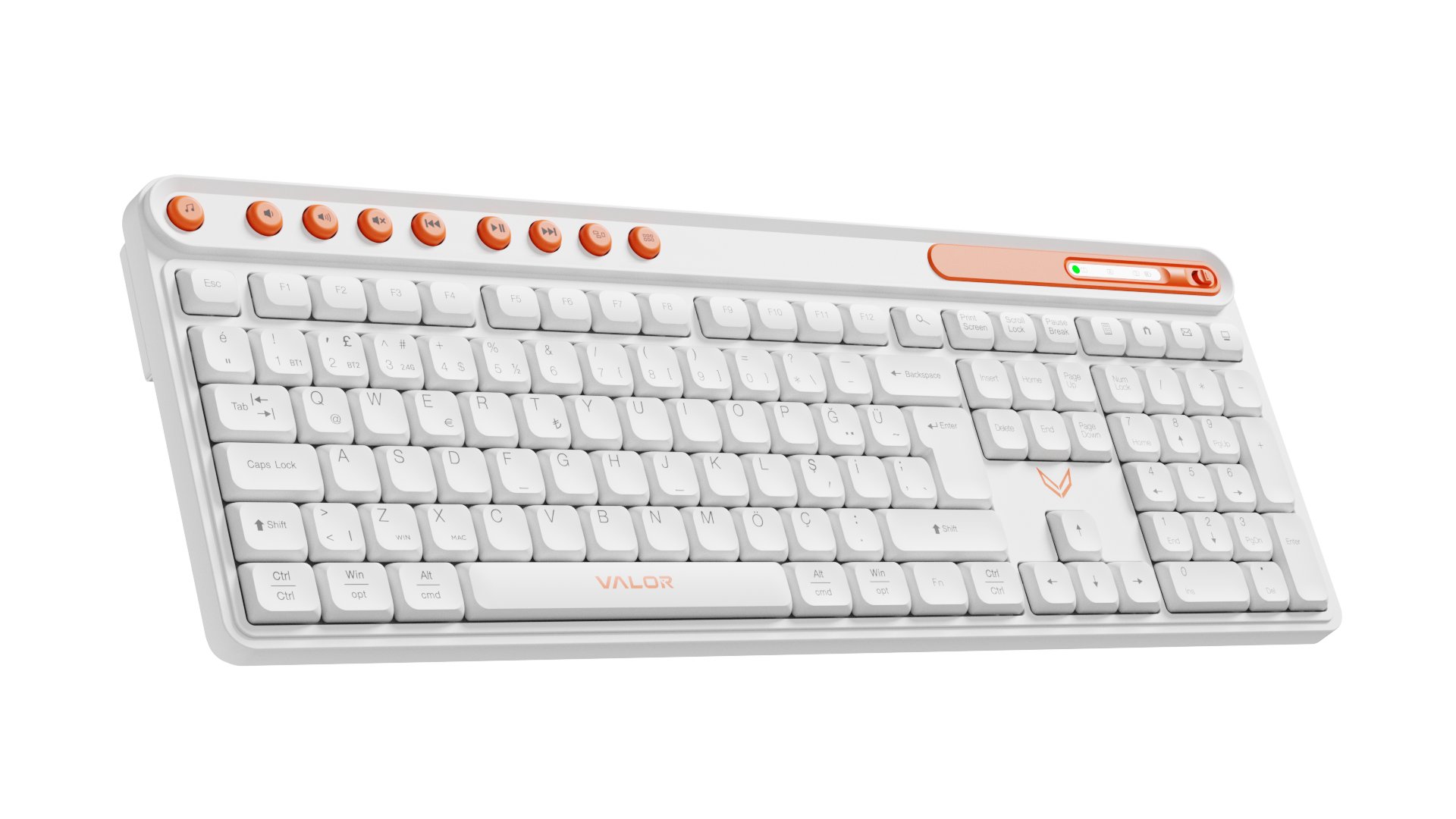 Valor Syncro Softex Tri-Mode Kablosuz Ofis Klavyesi - 3 Bölgeli Tam Boy Standart Düzen, 2.4GHz + Çift Bluetooth Kanallı, 8 Milyon Tıklama Ömürlü Sıvı Silikon Tuş Yapısı, Çoklu Cihaz Destekli Windows ve Mac Uyumlu Klavye