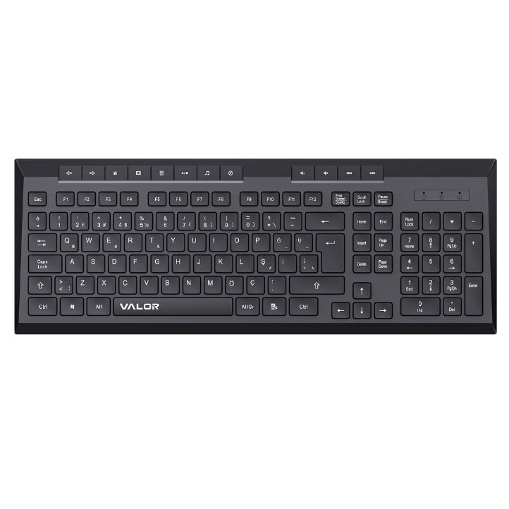 Valor Syncro Workflow Tam Boy Kablosuz Klavye - 115 Tuşlu Türkçe Tasarım, UV Kaplama Aşınmaz Harfler, 12 Multimedya Kısayol Tuşlu USB Nano Alıcılı Güçlü Ofis Klavyesi - K610