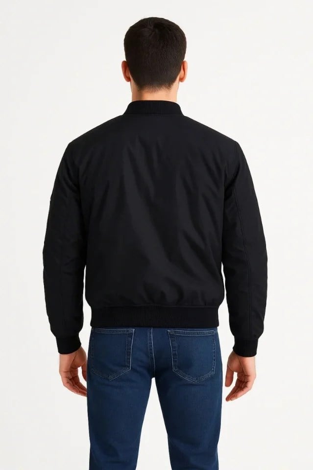 Arka Bomber Ceket - Siyah
