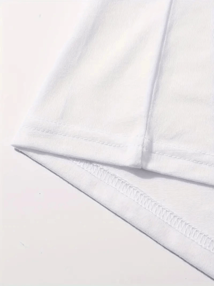 Baskılı Oversize Bisiklet Yaka T-shirt - Beyaz