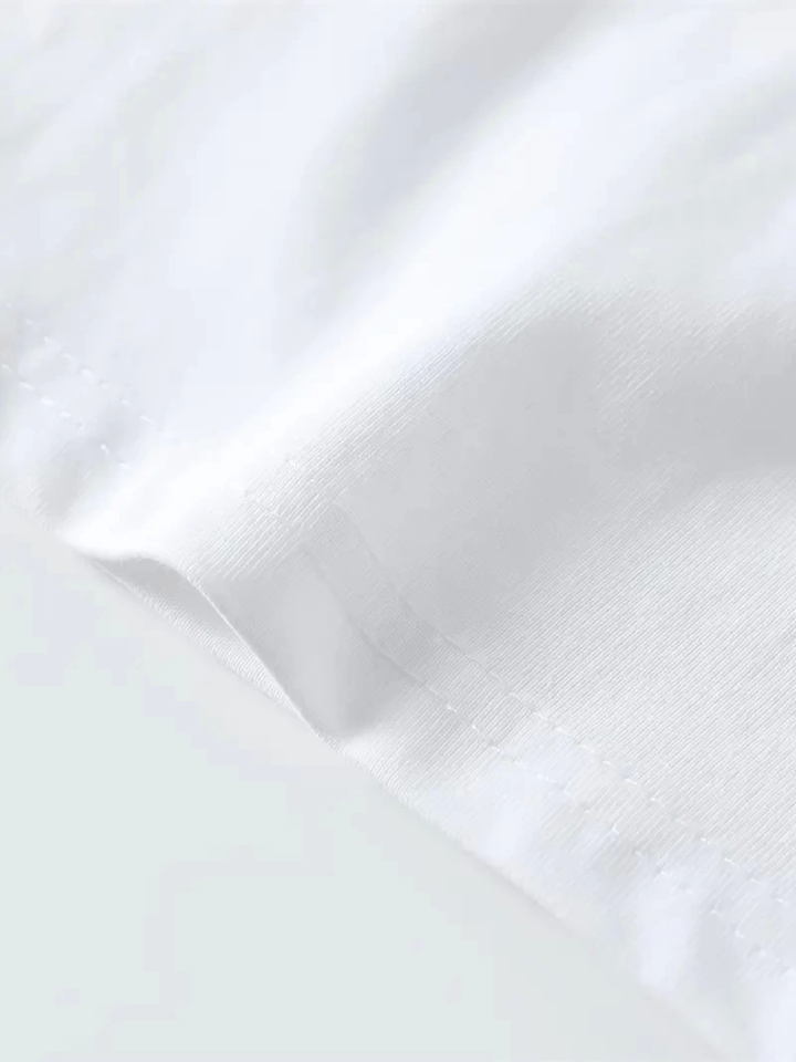 Baskılı Oversize Bisiklet Yaka T-shirt - Beyaz
