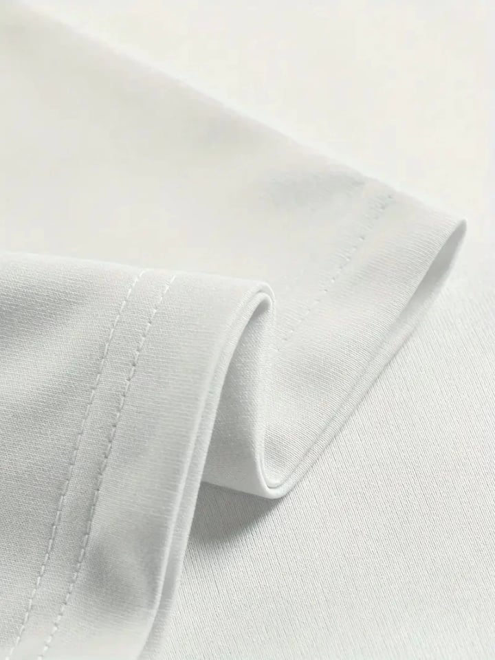 Baskılı Oversize Bisiklet Yaka T-shirt - Beyaz