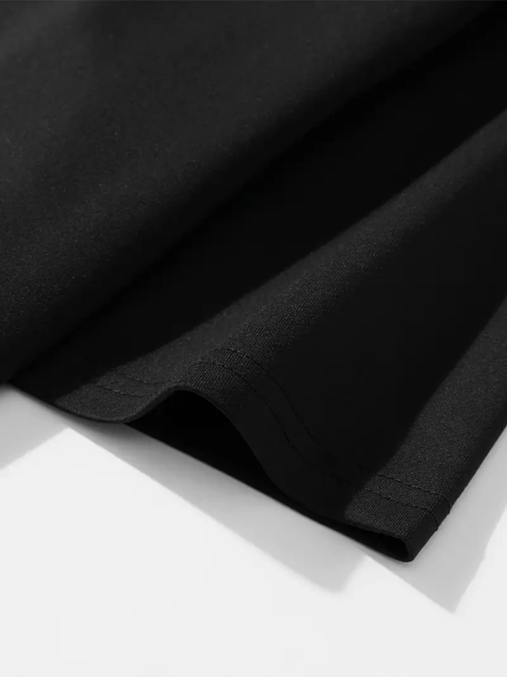 Baskılı Oversize Bisiklet Yaka T-shirt - Siyah