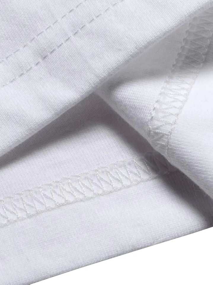 Baskılı Oversize Bisiklet Yaka T-shirt - Beyaz