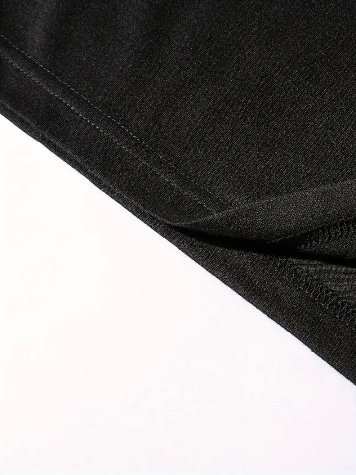 Baskılı Oversize Bisiklet Yaka T-shirt - Siyah