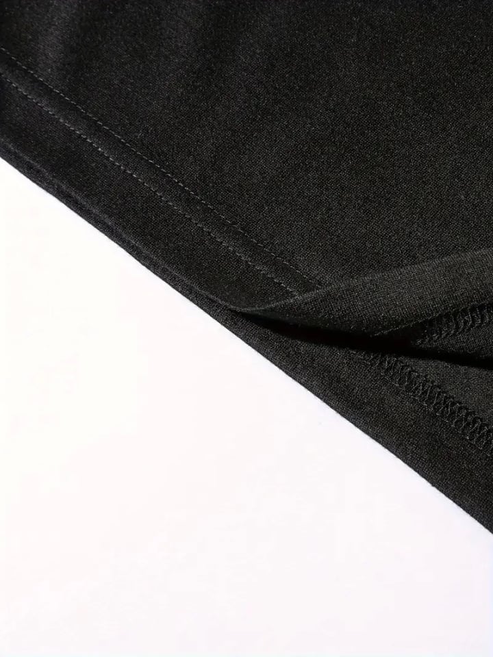 Baskılı Oversize Bisiklet Yaka T-shirt - Siyah