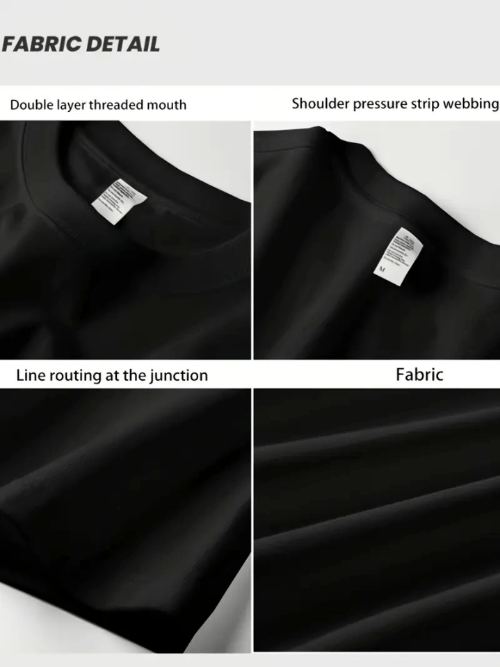 Baskılı Oversize Bisiklet Yaka T-shirt - Siyah