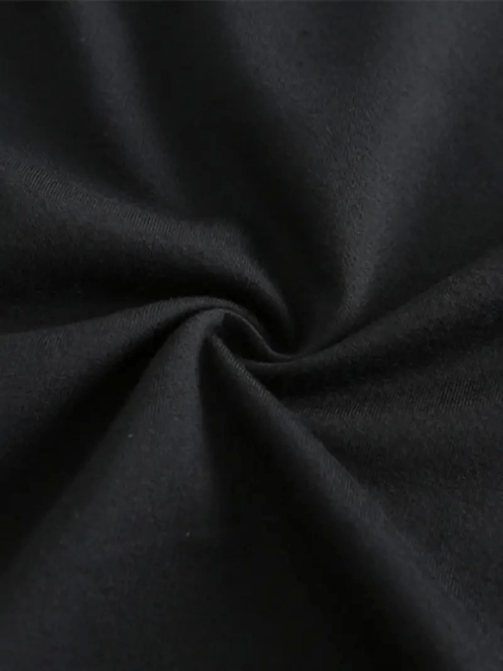 Baskılı Oversize Bisiklet Yaka T-shirt - Siyah