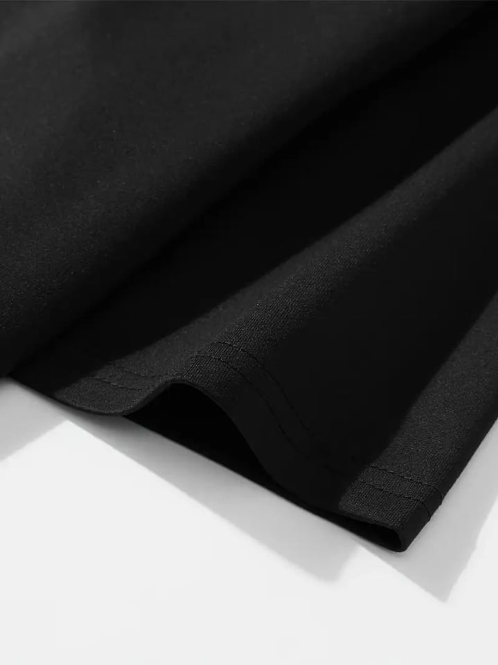 Baskılı Oversize Bisiklet Yaka T-shirt - Siyah
