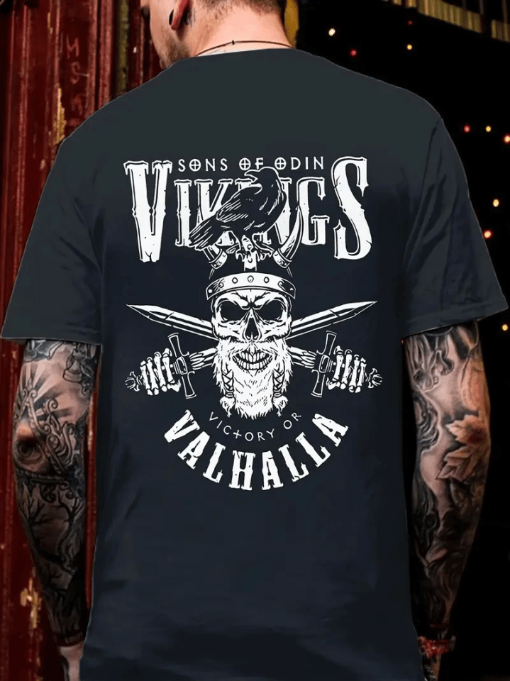 Baskılı Oversize Bisiklet Yaka T-shirt - Siyah