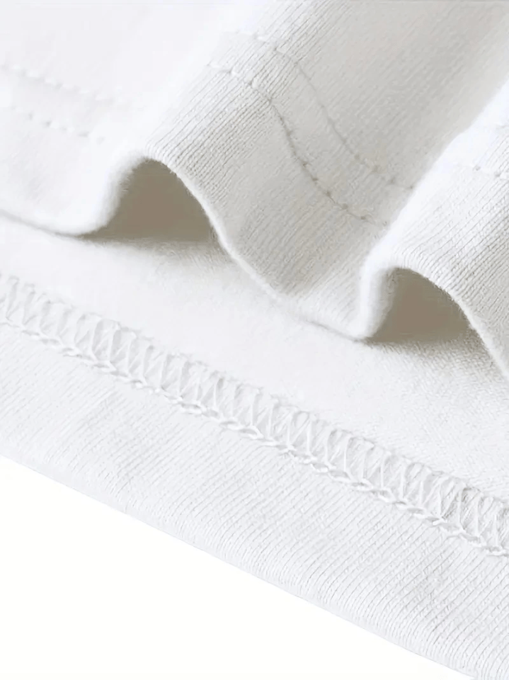 Baskılı Oversize Bisiklet Yaka T-shirt - Beyaz