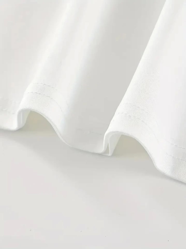 Baskılı Oversize Bisiklet Yaka T-shirt - Beyaz