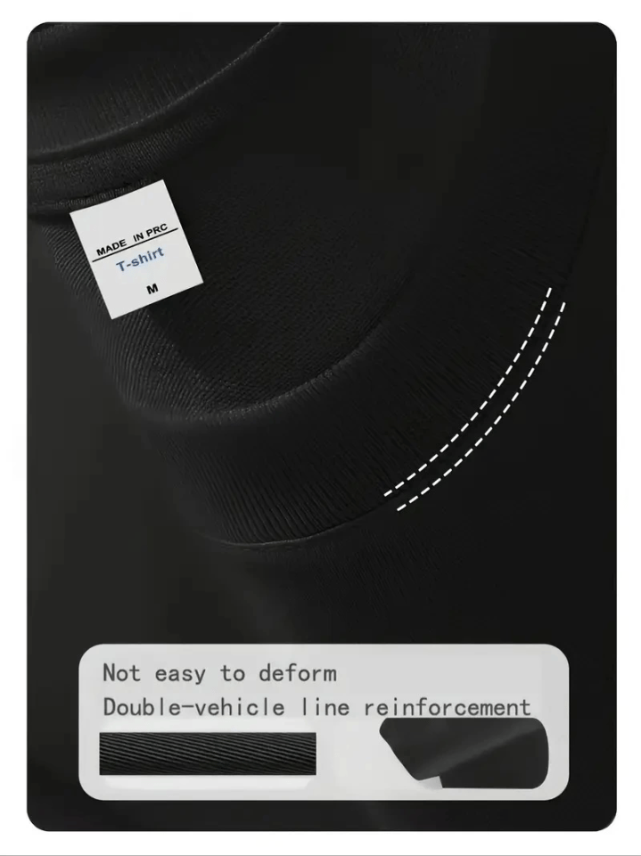 Baskılı Oversize Bisiklet Yaka T-shirt - Siyah