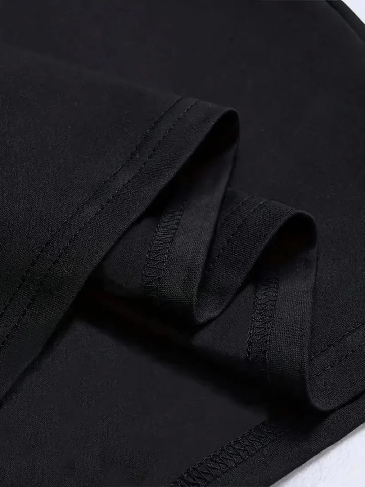 Baskılı Oversize Bisiklet Yaka T-shirt - Siyah