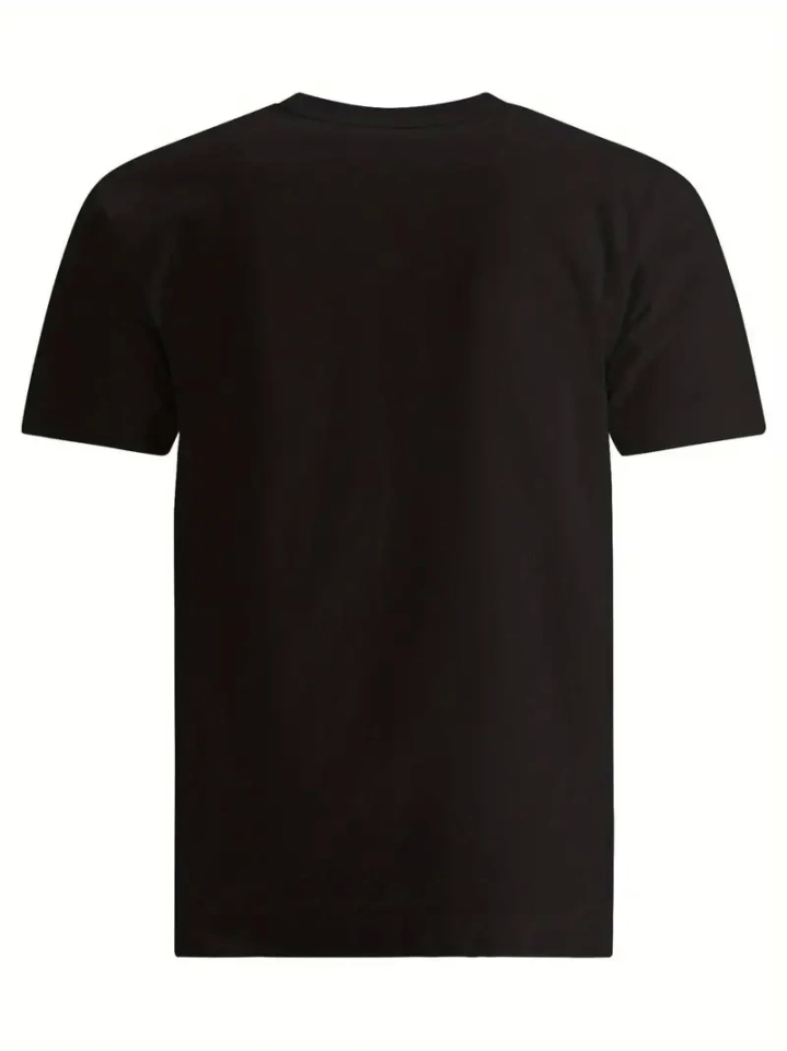 Baskılı Oversize Bisiklet Yaka T-shirt - Siyah