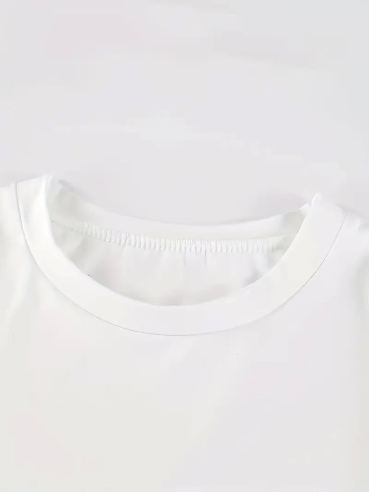 Baskılı Oversize Bisiklet Yaka T-shirt - Beyaz
