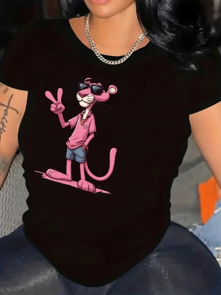 Baskılı Oversize Bisiklet Yaka T-shirt - Beyaz