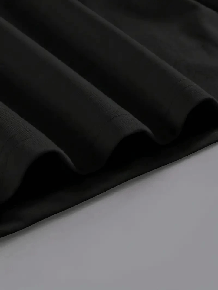 Baskılı Oversize Bisiklet Yaka T-shirt - Siyah